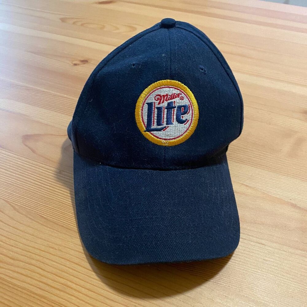 Miller Lite Hat Baseball Cap Embroidered Hat Blue Strapback Adjustable